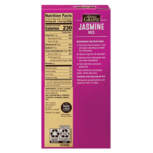 Earthly Grains Jasmine Rice Cups, 8.8 oz